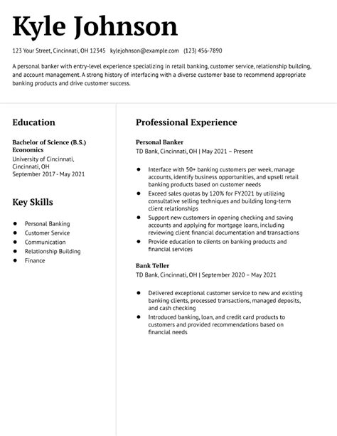 Personal Banker Resume Examples And Templates For 2024