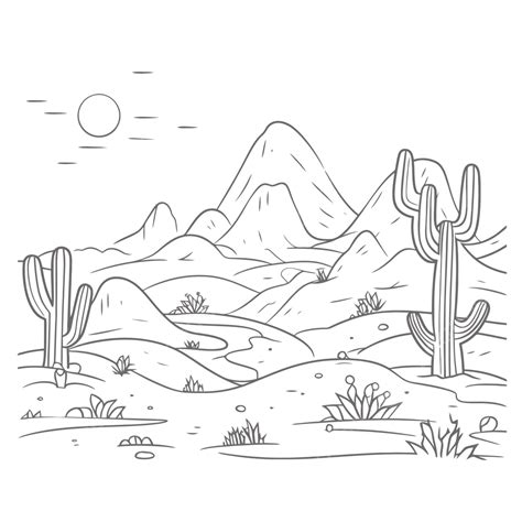 Desert Coloring Page Vector Outline Sketch Drawing Wing Drawing
