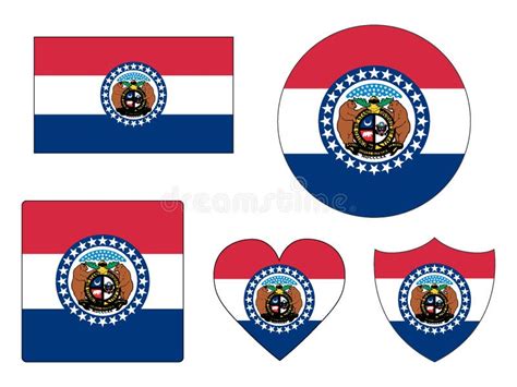 Flags Set Of Usa State Of Missouri Stock Vector Illustration Of