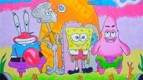 Cara mewarnai tanah menggunakan crayon. Cara mewarnai gambar Spongebob Squarepants | Belajar ...