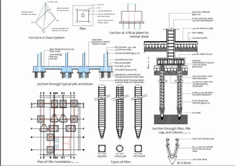 Column Construction Drawing Plan Reading Pile Foundation Details In