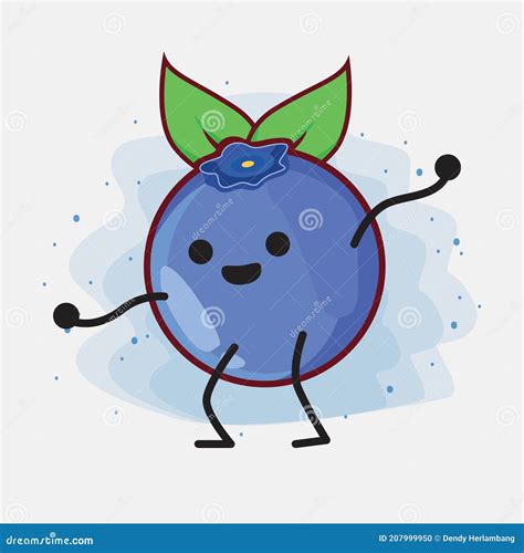 Cute Blueberry Vector Character Illustration Stock Vector