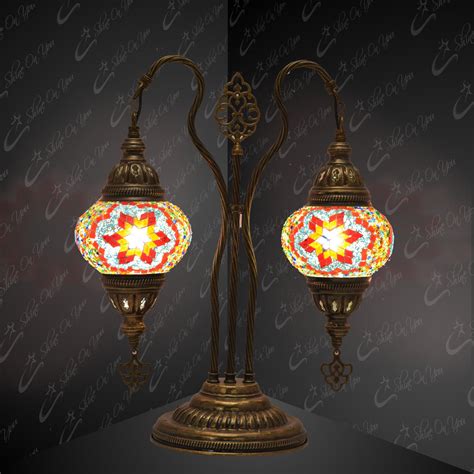Turkish Moroccan Mosaic Lamp Double Swan Neck Table Lamp Etsy