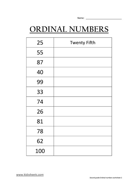 The Gallery For Ordinal Numbers Worksheet For Grade 3