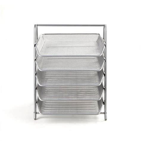 Mind Reader 4 Tier Steel Mesh Paper Tray Desk Organizer Silver 4tpaper