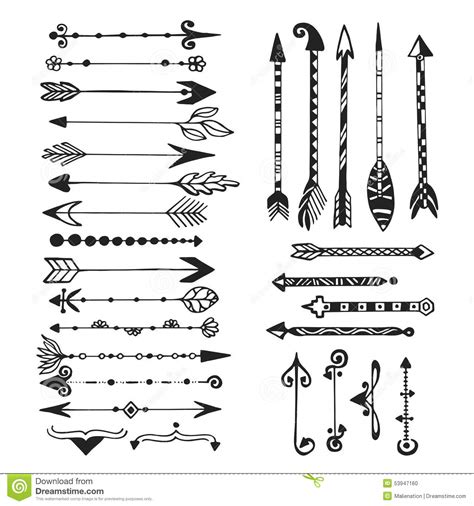 Cute Arrows Hand Drawn Doodles Set Tribal Ethnic Hipster Arrows