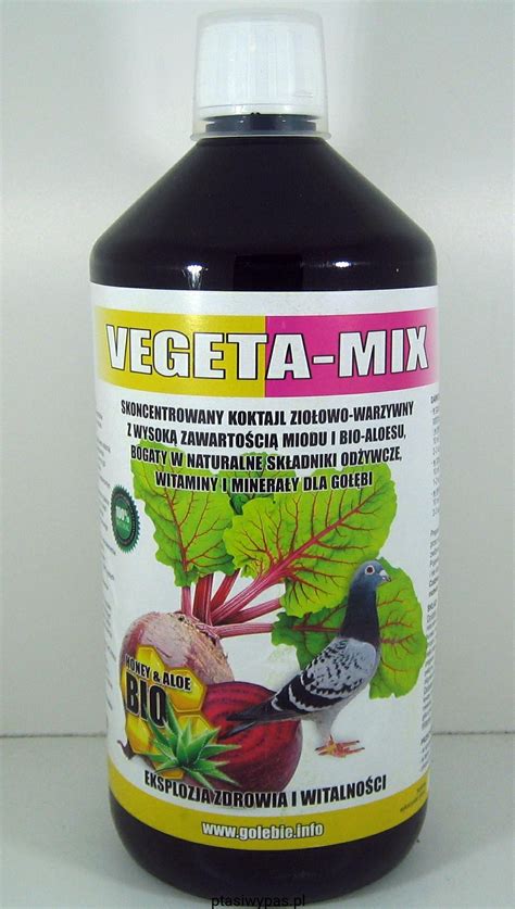 1 maatschepje à 2,5 g in 1 liter drinkwater voor 20 duiven per dag, gedurende 7 dagen. PATRON - VEGETA MIX 1000ml "Ptasi Wypas" Wszystko Dla ...