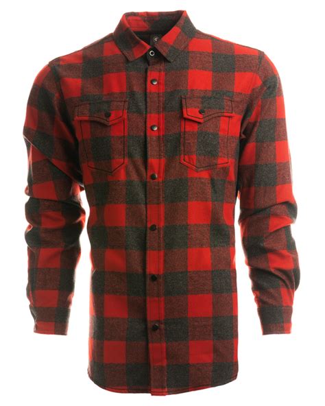 Burnside Mens Snap Front Flannel Shirt Alphabroder