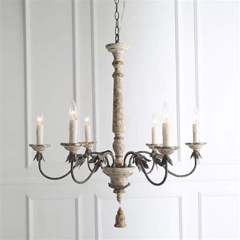 Lnc Light Distressed White Wood French Country Chandelier Rustic