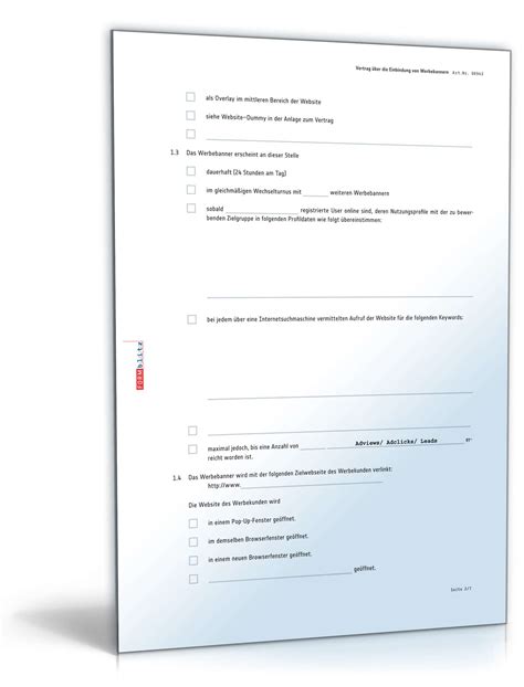 Mit diesem muster für ein sla erstellen sie einfach ihr ganz spezifisches service level agreement für ihre dienstleistung. Vertrag Einbindung Werbebanner | Muster zum Download