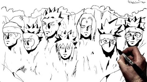 How To Draw Hokage Mountain Step By Step Naruto Youtube