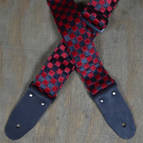 Black & Red Checker Guitar Strap - Colonial Leather