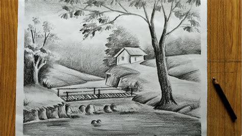 Easy Pencil Sketch Scenery Drawing Step By Step For Beginnershow To