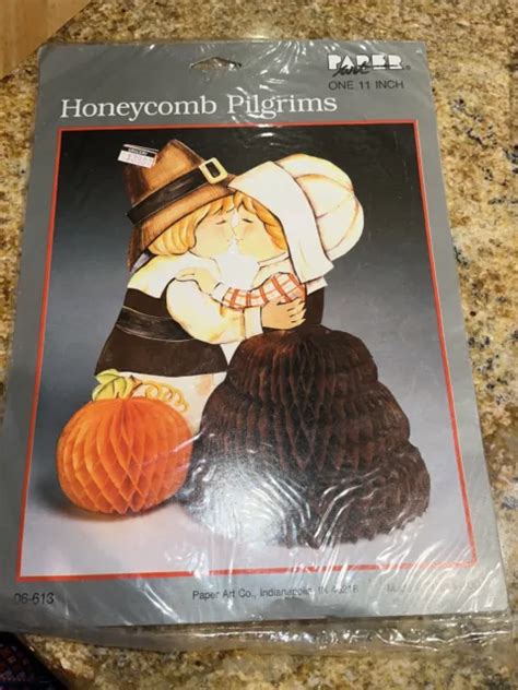 Thanksgiving Cardboard Die Cut Outs Pilgrim Kissing Paper Art Co Honeycomb 35 00 Picclick