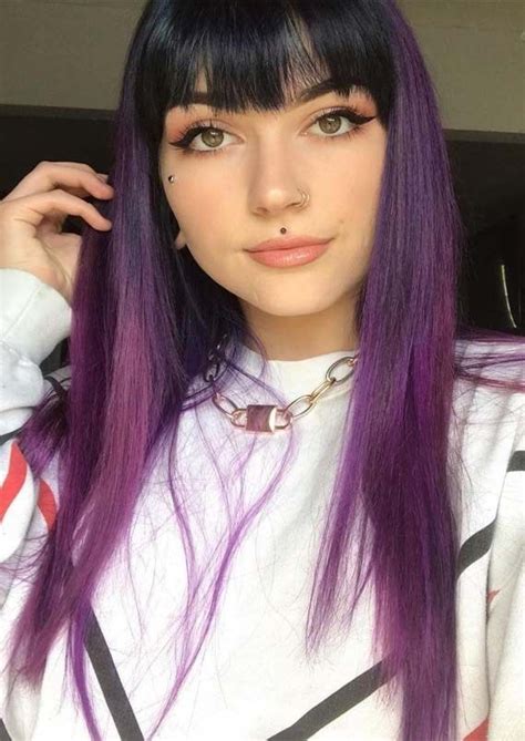 Awesome Purple Hair Styles And Colors With Bangs For 2019 Purple Hair