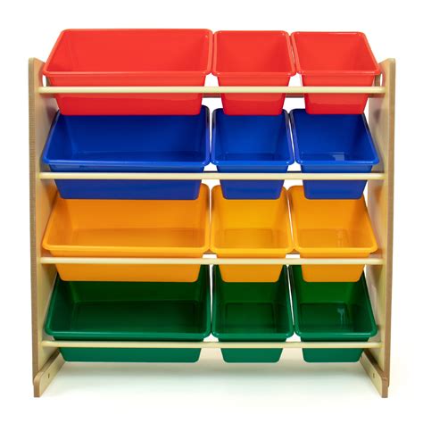 Tot Tutors Kids Toy Storage Organizer With 12 Plastic Bins Multiple