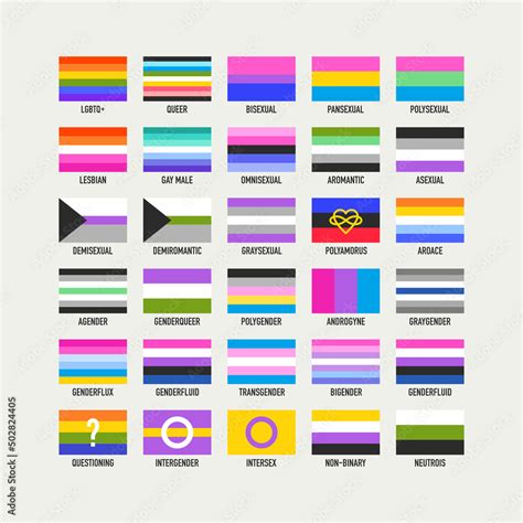 Collection Of Pride Flags Sexual Gender Identity Stock Vector Adobe Stock
