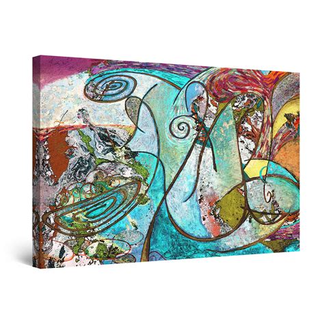 Startonight Canvas Wall Art Abstract Red Teal Abstract Painting Ether