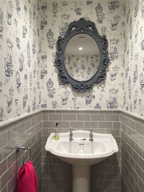 Our Downstairs toilet, fun wallpaper from Graham & Brown blue loo loo