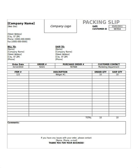 Free 7 Shipping Slip Templates In Pdf Excel Ms Word