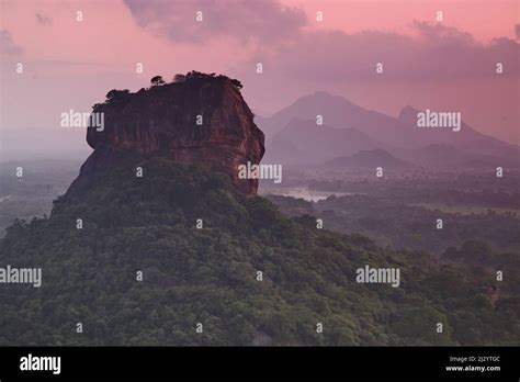 Sigiriya Lions Rock Seen From Pidurangala Mountain Sri Lanka Stock