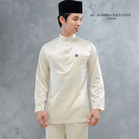 Baju Melayu Cream And Off White Ajjenti Jakel Baju Melayu Slim Fit