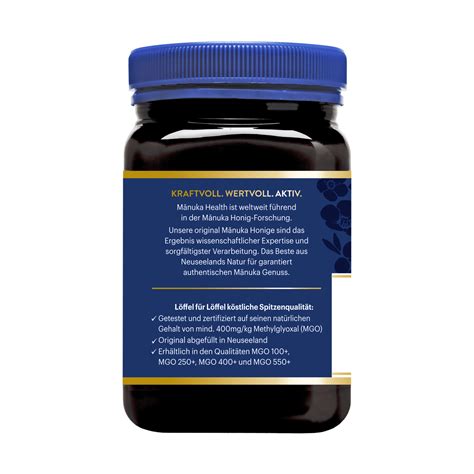 Our dedicated care and expertise ensures pure authentic manuka honey, connecting you with the power of nature. Manuka Honig MGO 400+ (500g) | Bodylab24 Shop