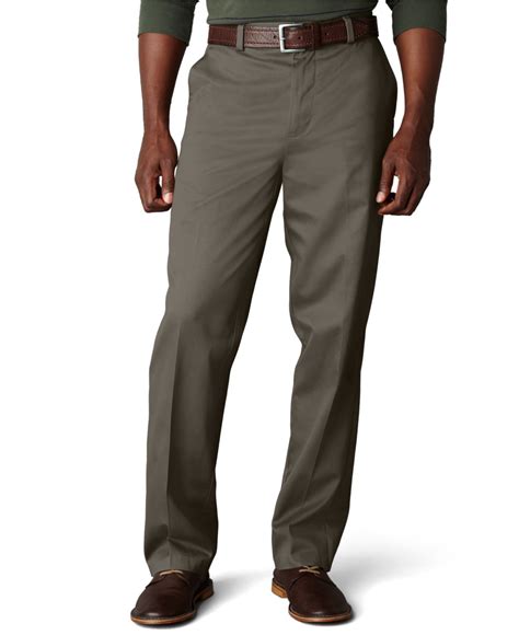 Dockers Signature Khaki Classic Fit Flat Front Pants In Natural For Men
