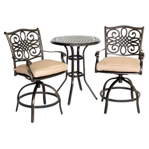 Hanover Outdoor Traditions 3 Piece High Dining Bistro Set Natural Oat