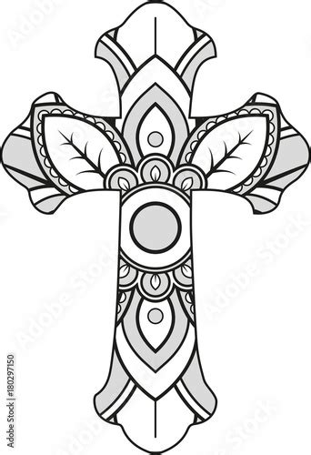 Vector Illustration Of A Mandala Cross Silhouette Stock Image And