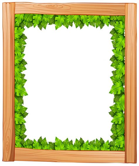 Fall leaves border stock vectors, clipart and illustrations. Free Vector | Illustration of a border design made of wood and green leaves on a white background