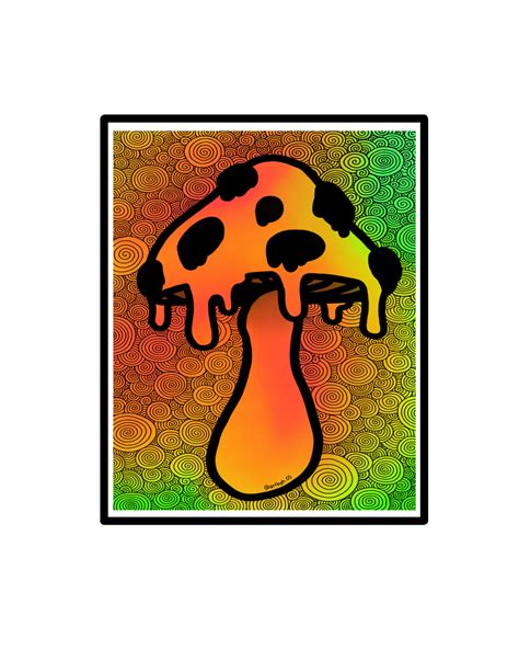 Trippy Drippy Mushroom Art Print Etsy