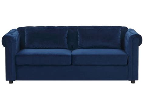 Velvet Sofa Bed Blue Chesterfield Belianies