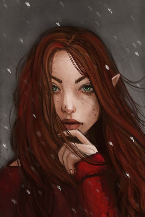 Redhead Elf By Jencart Redbubble