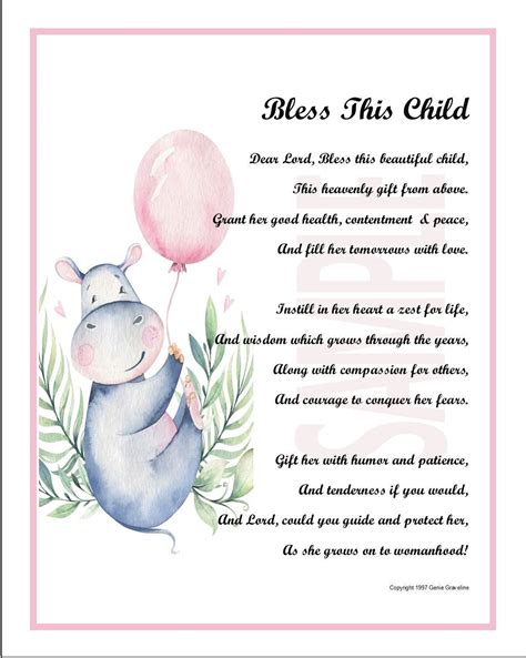 Baby Girl Blessing Gift Digital Download Baby Blessing Poem Shower Gift For New Baby Girl