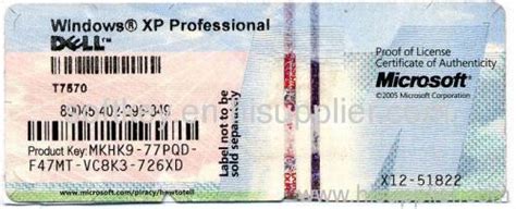Windows Xp Professional Dell Key Sticker Pink X12 Oem Coa License For
