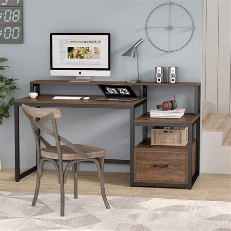 Details About White Computer Desk Home Office Study Table W 2 Tier