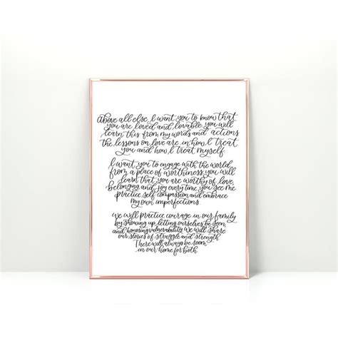 Brené Brown Wholehearted Parenting Manifesto Set Of 3 Hand Lettered