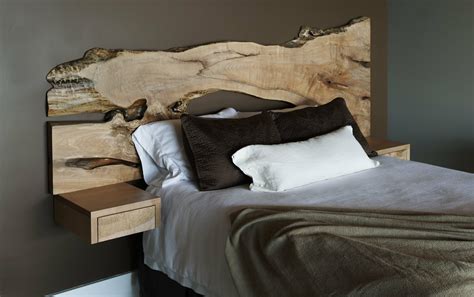Wall Hung Headboard With Attached Nightstands King Live Edge Design