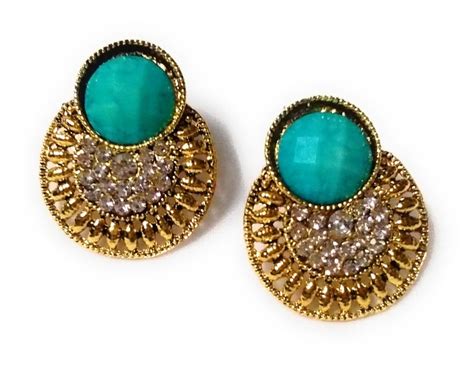 Women Multi Color Stud Earrings Shape Round Rs 249 Pair Lime Yellow