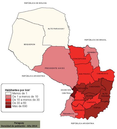 Paraguay Density 2014 • Map •