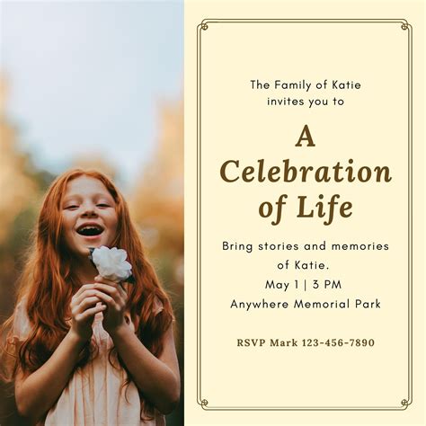 Celebration Of Life Announcement Template