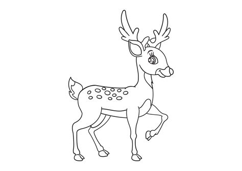 Black And White Cute Cartoon Deer 6018737 Vector Art At Vecteezy