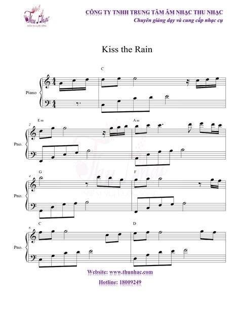 Bản Nhạc Piano Kiss The Rain Dễ Tập Sheet Nhạc Piano Kiss The Rain