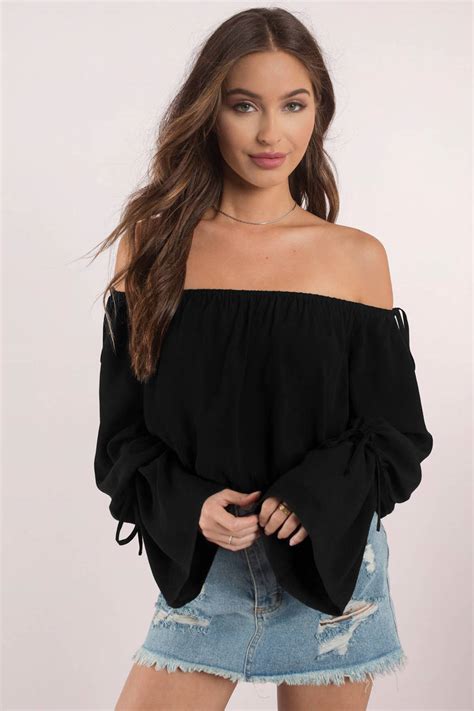 Whether you want to impress yourself, your the fabrics of these off shoulder blouse are not only appealing but are also easy to clean and maintain. Cute Top - Off Shoulder Top - Bell Sleeve Top - Black ...