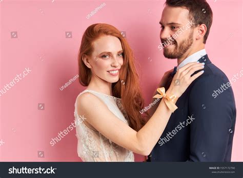 Caucasian Couple Young Two Person Stand Stock Photo 1557172790