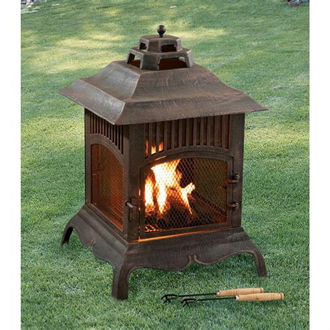 Fire pit, seating & walkway Pagoda Cast Iron Chiminea - 80637, Fire Pits & Patio ...
