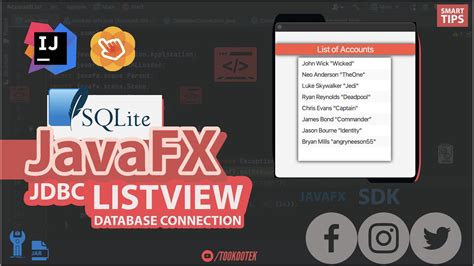 JavaFX Tutorial Add ListView Items From SQLITE Database Table YouTube