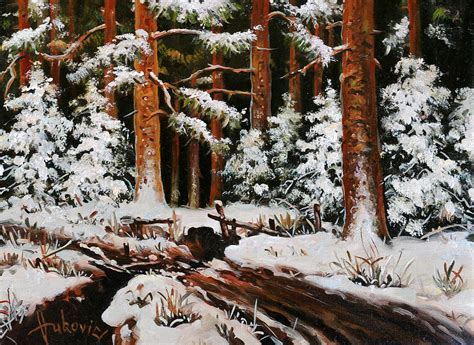 Winter In The Woods Painting By Dusan Vukovic Fine Art America