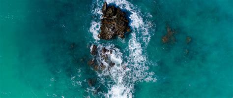 Download Wallpaper 2560x1080 Ocean Island Aerial View Sand Beach